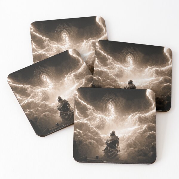Item preview, Ancient God Zeus meditating in cloud temple No3 in Sepia designed and sold by angelisart.