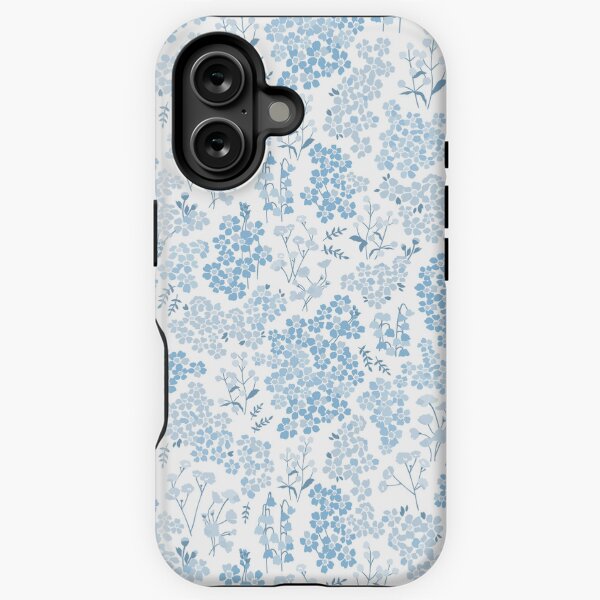 Blue Minimalist Flowers Pattern iPhone Tough Case