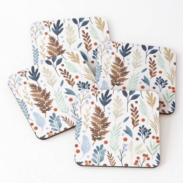 Item preview, Winter leaves pattern. Christmas theme print. Botanical illustration. Fern, berries and leaves pattern. designed and sold by helga-wigandt.
