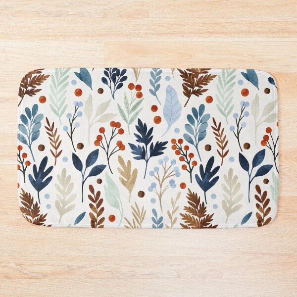 Item preview, Winter leaves pattern. Christmas theme print. Botanical illustration. Fern, berries and leaves pattern. designed and sold by helga-wigandt.