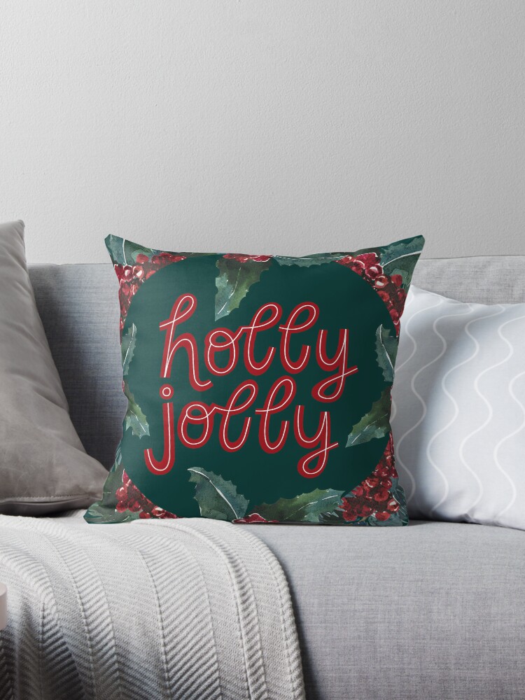 Holly Wreath Holiday Decorative Pillows