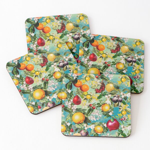 Item preview, Trendy Blooming citrus fruits paradise, orange botanical illustration, green turquoise floral illustration    designed and sold by ZeinabTaha.