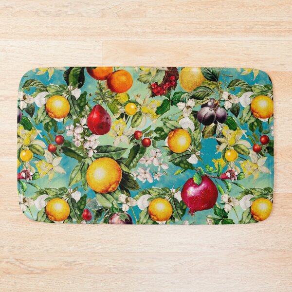 Item preview, Trendy Blooming citrus fruits paradise, orange botanical illustration, green turquoise floral illustration    designed and sold by ZeinabTaha.