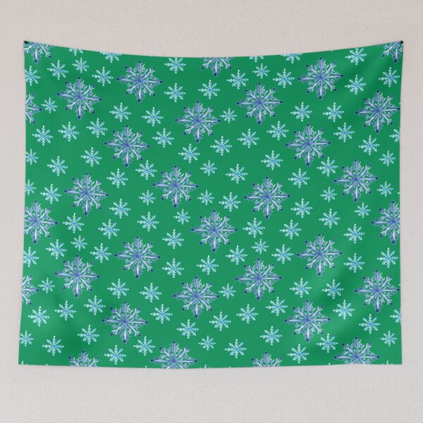 Item preview,  Hand painted Snowflakes seamless patern green background patern Christmas patern Cute patern designed and sold by Sunflower-7.