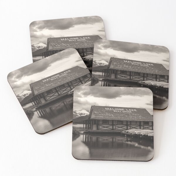 Item preview, Maligne Boathouse bw designed and sold by jvnimages.