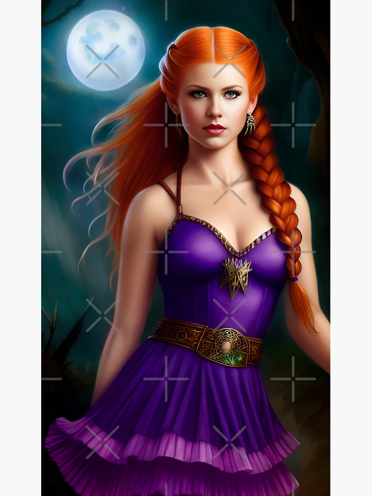 Auburn Hair with Purple Dress