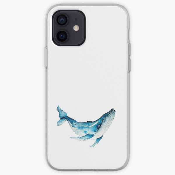 Hand paint watercolor whale illustration. Animal of ocean theme. iPhone Soft Case