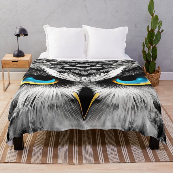 Item preview, Owl Black and White with Brilliant Blue Eyes designed and sold by deniselynnimage.