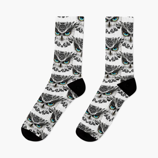 Item preview, Owl Black and White with Brilliant Blue Eyes designed and sold by deniselynnimage.