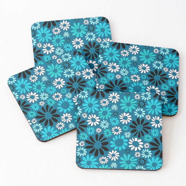 Item preview, Retro 1960's Aqua, White And Black Floral Pattern  designed and sold by DEC02.