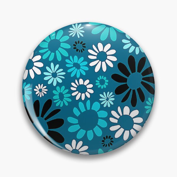 Item preview, Retro 1960's Aqua, White And Black Floral Pattern  designed and sold by DEC02.