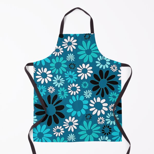 Item preview, Retro 1960's Aqua, White And Black Floral Pattern designed and sold by DEC02.