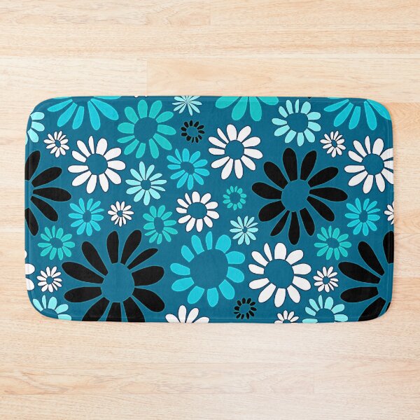 Item preview, Retro 1960's Aqua, White And Black Floral Pattern  designed and sold by DEC02.