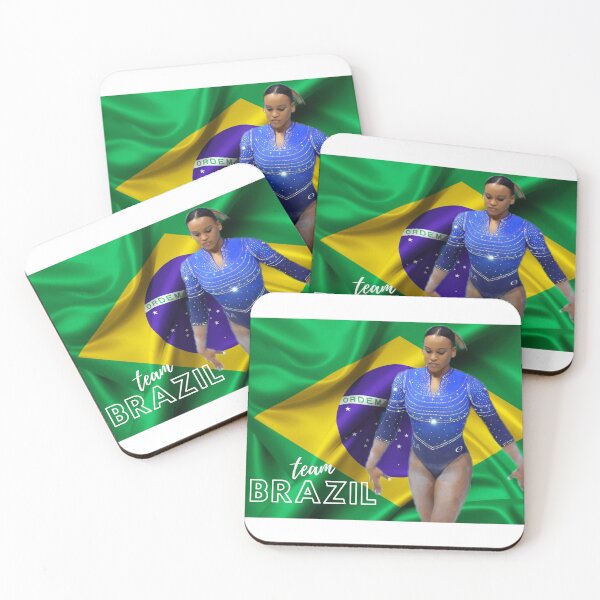 Item preview, Team Brasil - Rebeca Andrade - gymnast with flag designed and sold by Karen Louise Hollis.
