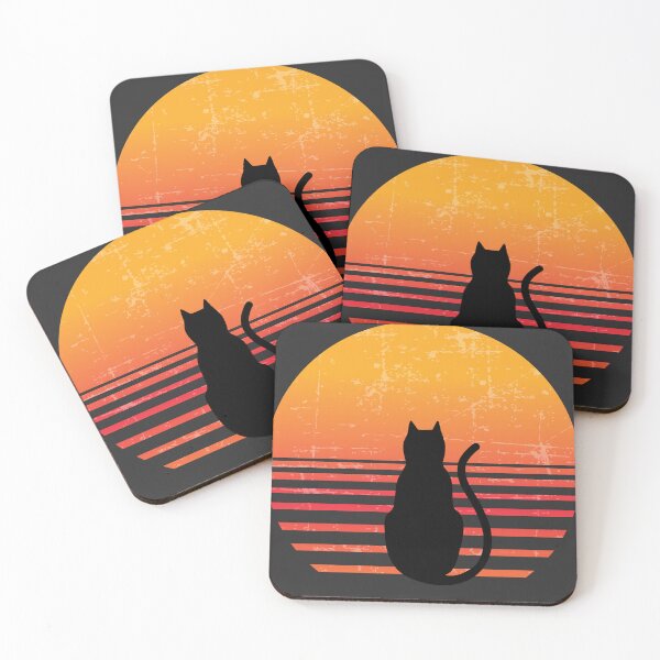 Item preview, Cat Watching At Sunset, Cute Black Kitten Looking Vintage Retro Sun    designed and sold by DigitalMandy.