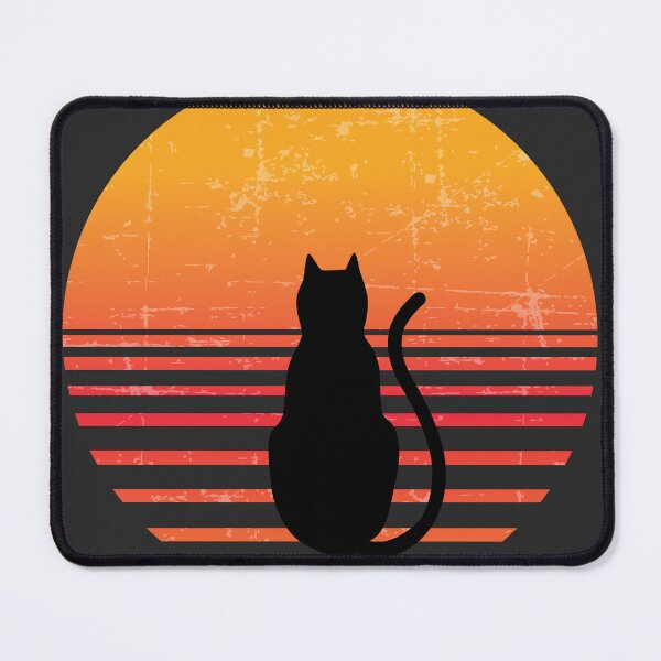 Item preview, Cat Watching At Sunset, Cute Black Kitten Looking Vintage Retro Sun designed and sold by DigitalMandy.