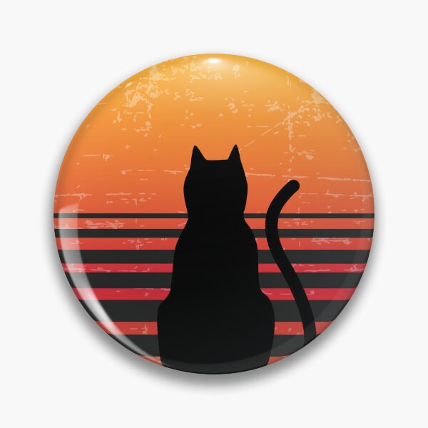 Item preview, Cat Watching At Sunset, Cute Black Kitten Looking Vintage Retro Sun    designed and sold by DigitalMandy.