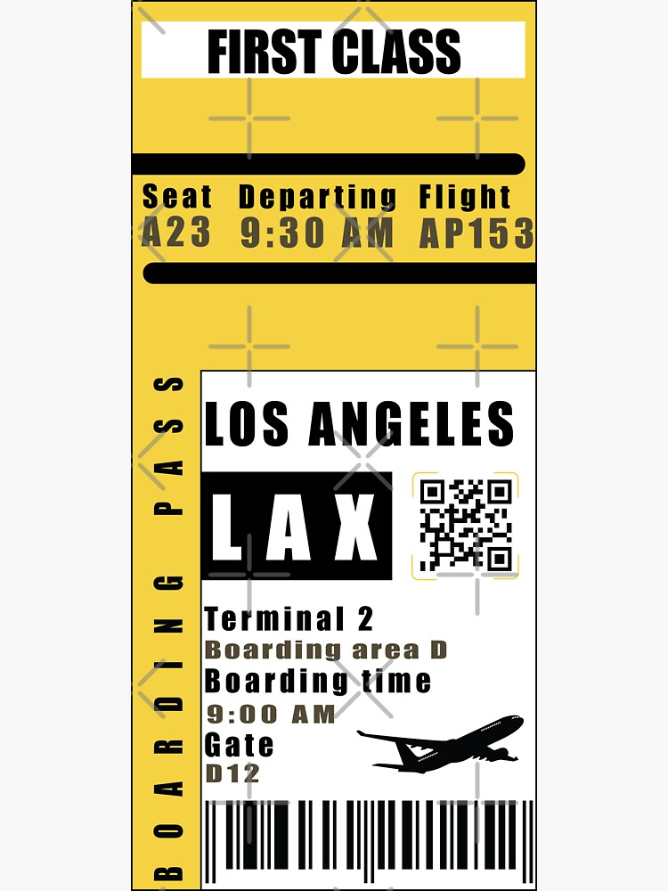 Los Angeles Boarding Pass Flight Destination Ticket Sticker For Sale By Galizo Redbubble