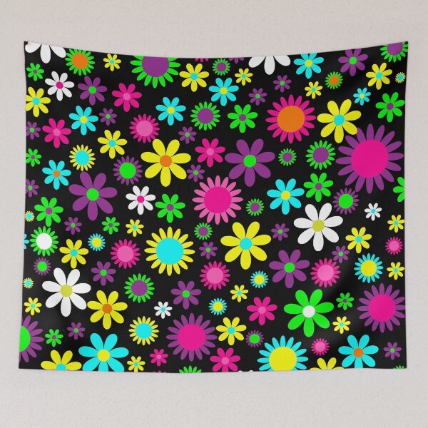 Item preview, 1960s vintage floral black flowers designed and sold by Gossip Rag.