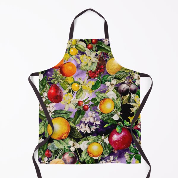 Item preview, Trendy Blooming citrus fruits paradise, orange botanical illustration, purple floral illustration designed and sold by ZeinabTaha.