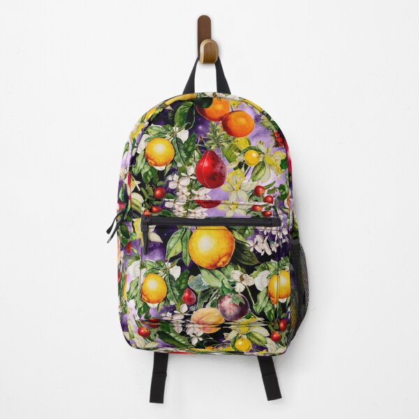 Item preview, Trendy Blooming citrus fruits paradise, orange botanical illustration, purple floral illustration    designed and sold by ZeinabTaha.