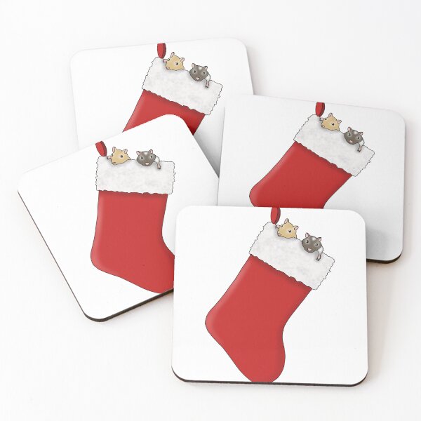 Item preview, Two cute gerbils in red Christmas stocking  designed and sold by Becky-Marie.
