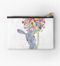 Grey Peppermint Bunny with Heart Dandelion Studio Pouch
