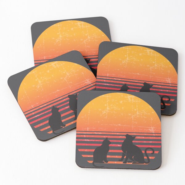 Item preview, Cute Cats Looking At Sunset, Black Kitty Watching Retro Vintage Sun  designed and sold by DigitalMandy.