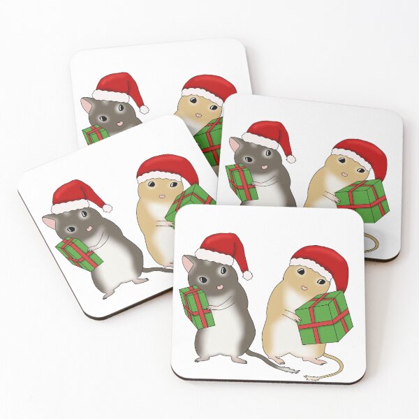 Item preview, Two cute gerbils with Christmas hats and presents  designed and sold by Becky-Marie.