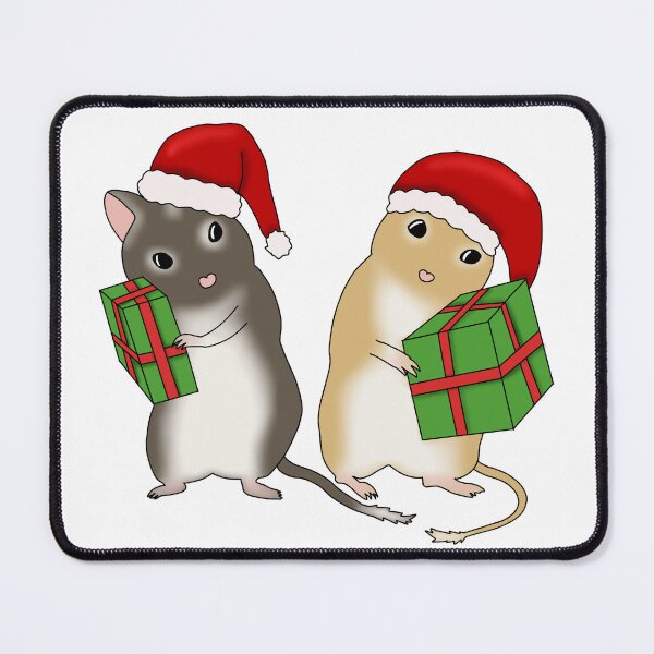 Item preview, Two cute gerbils with Christmas hats and presents  designed and sold by Becky-Marie.