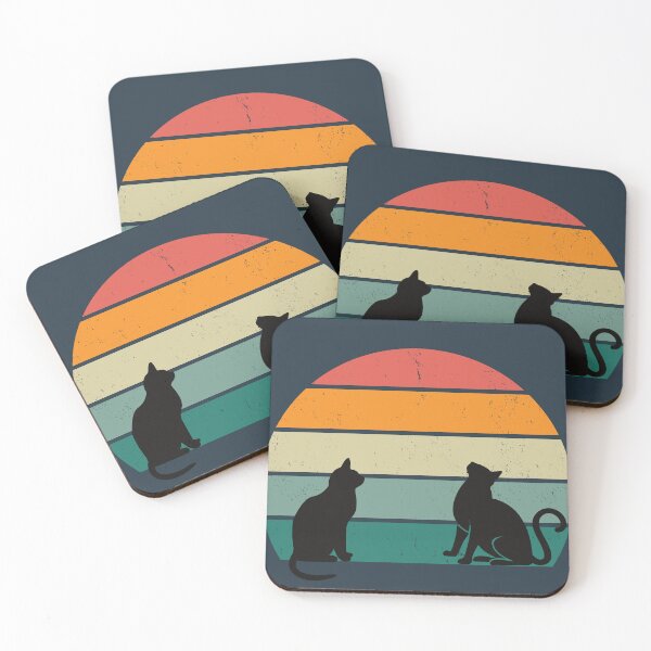 Item preview, Cats Looking At Amazing Sunset, Black Kittens Watching Retro Vintage Sun  designed and sold by DigitalMandy.