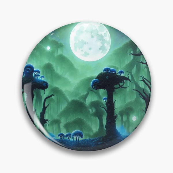 Item preview, Moonlit and foggy alien landscape with little slug-trees designed and sold by BrachiaST.