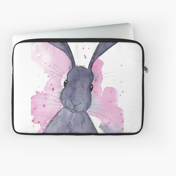 Bunny Art Menthe poivrée avec fond rose Housse d'ordinateur