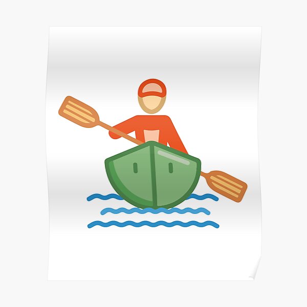 "Canoe Emoji Man in Boat" Poster for Sale by bolkibox Redbubble