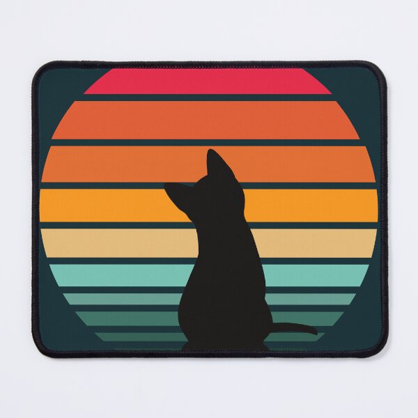 Item preview, Cat Looking At Sunset, Cute Black Kitty Watching Vintage Retro Sun designed and sold by DigitalMandy.