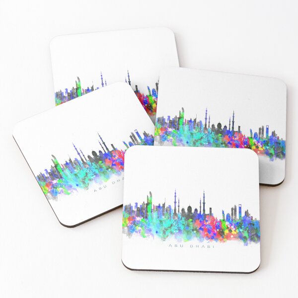 Aperçu de l'œuvre Abu Dhabi, UAE Skyline Watercolor Painting créée et vendue par InkistPrints.