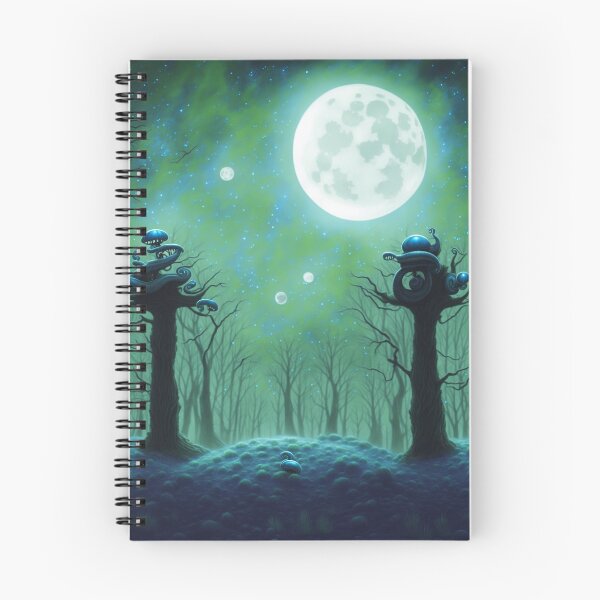Item preview, Moonlit and foggy alien planet landscape with little alien snails designed and sold by BrachiaST.