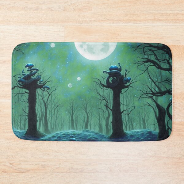 Item preview, Moonlit and foggy alien planet landscape with little alien snails designed and sold by BrachiaST.