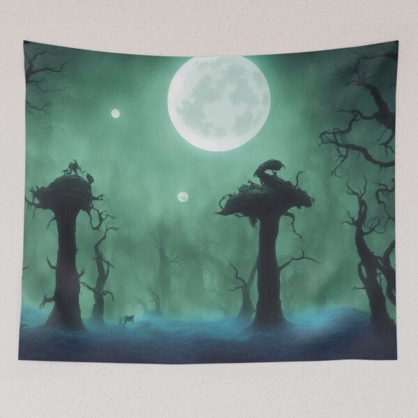 Item preview, Creepy moonlit and foggy alien planet landscape I designed and sold by BrachiaST.