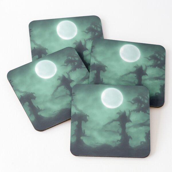 Item preview, Creepy moonlit and foggy alien planet landscape II designed and sold by BrachiaST.