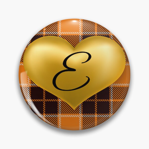 Artikelvorschau, Abstraktes warmes Plaid-Puff-Goldherz mit Initiale-E entworfen und verkauft von SunMoonBeyond.