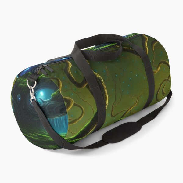 Item preview, Alien planet landscape with glowing grottos, monster trees and starry portals in half-spheres III designed and sold by BrachiaST.