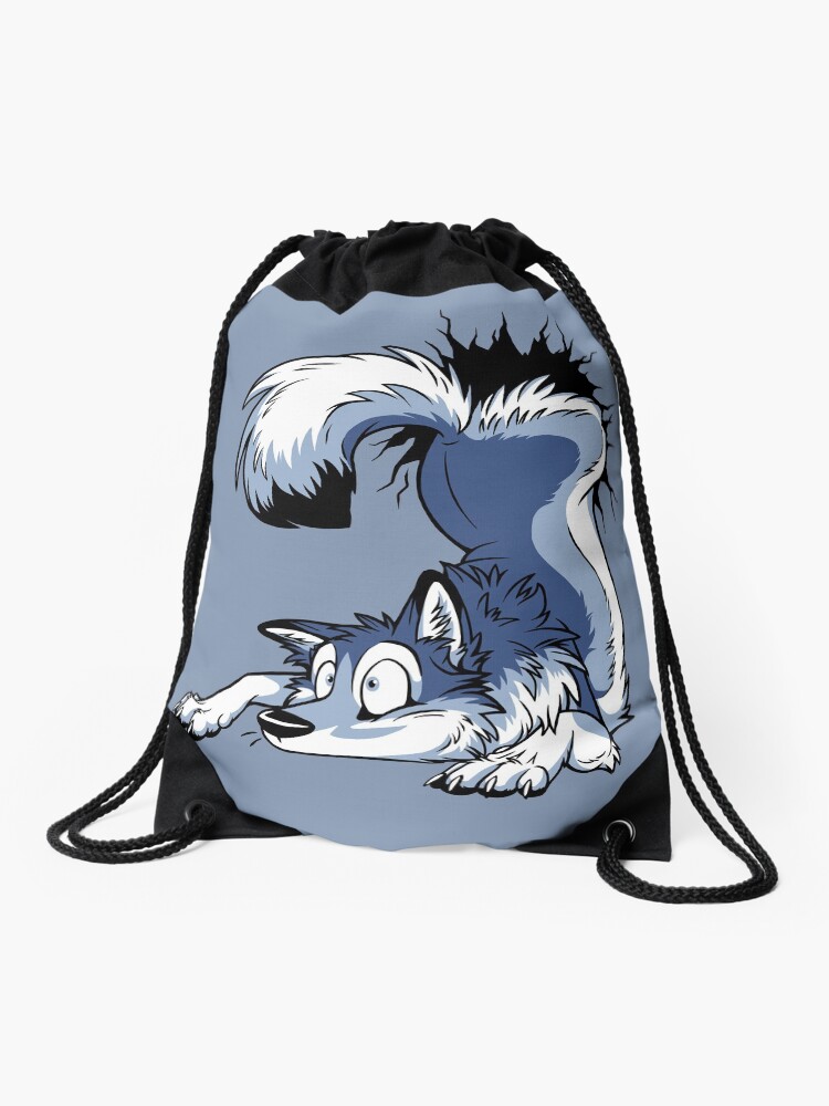 Thumbnail 1 of 3, Drawstring Bag, UN-STUCK Blue Husky designed and sold by tanidareal.