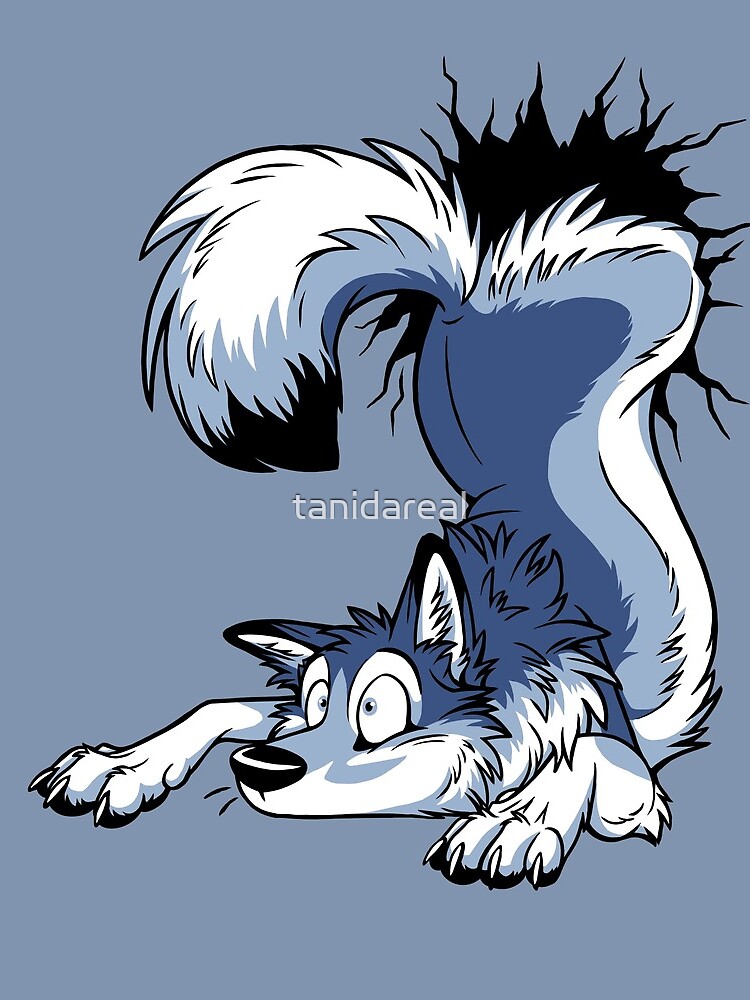 Thumbnail 3 of 3, Drawstring Bag, UN-STUCK Blue Husky designed and sold by tanidareal.