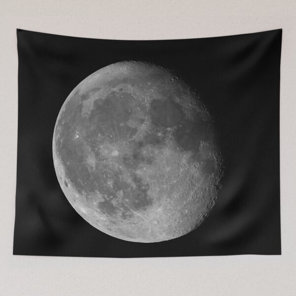 Item preview, Moon Waning Gibbous 87% phase against black night sky high resolution image designed and sold by Lukasz Szczepanski.