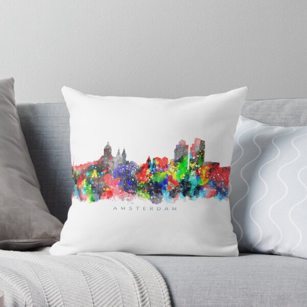 Item preview, Amsterdam, Netherlands Skyline Map Watercolor Painting designed and sold by InkistPrints.