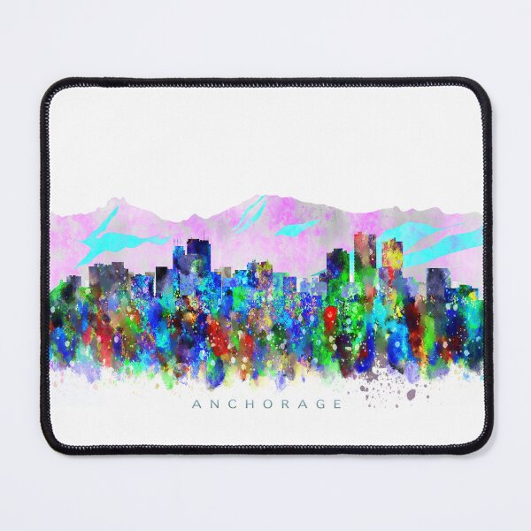 Item preview, Anchorage, Alaska Skyline Watercolor Painting designed and sold by InkistPrints.