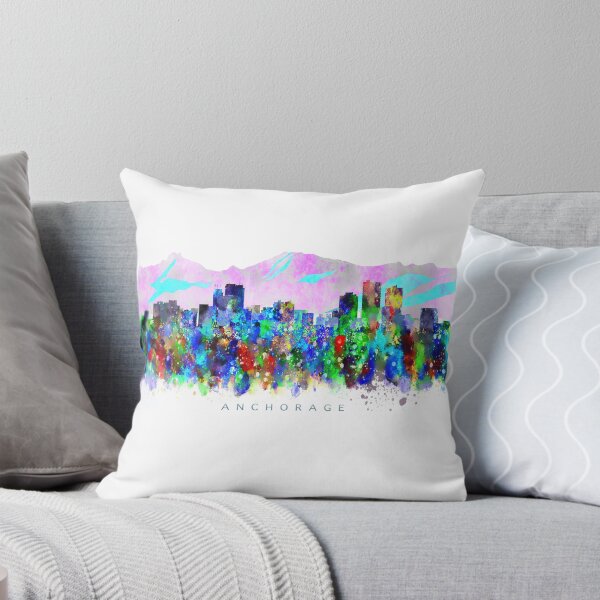 Item preview, Anchorage, Alaska Skyline Watercolor Painting designed and sold by InkistPrints.