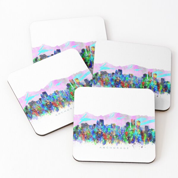 Item preview, Anchorage, Alaska Skyline Watercolor Painting designed and sold by InkistPrints.
