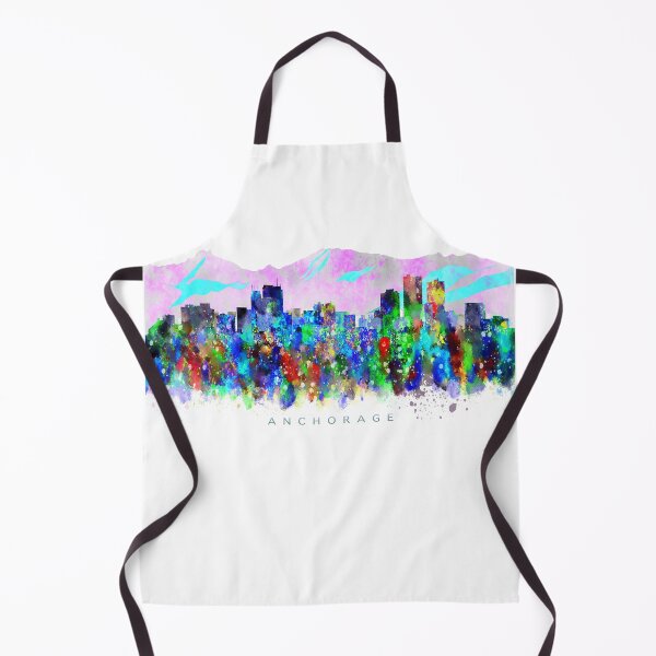 Item preview, Anchorage, Alaska Skyline Watercolor Painting designed and sold by InkistPrints.